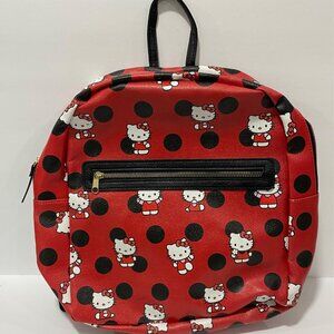 Hello Kitty Red Polka Faux Leather Dot Sanrio Girls Backpack front pocket
